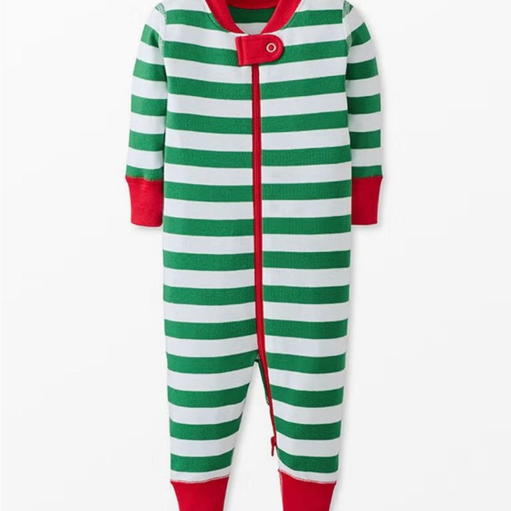 Hanna Andersson Green and White Striped Baby Onesie